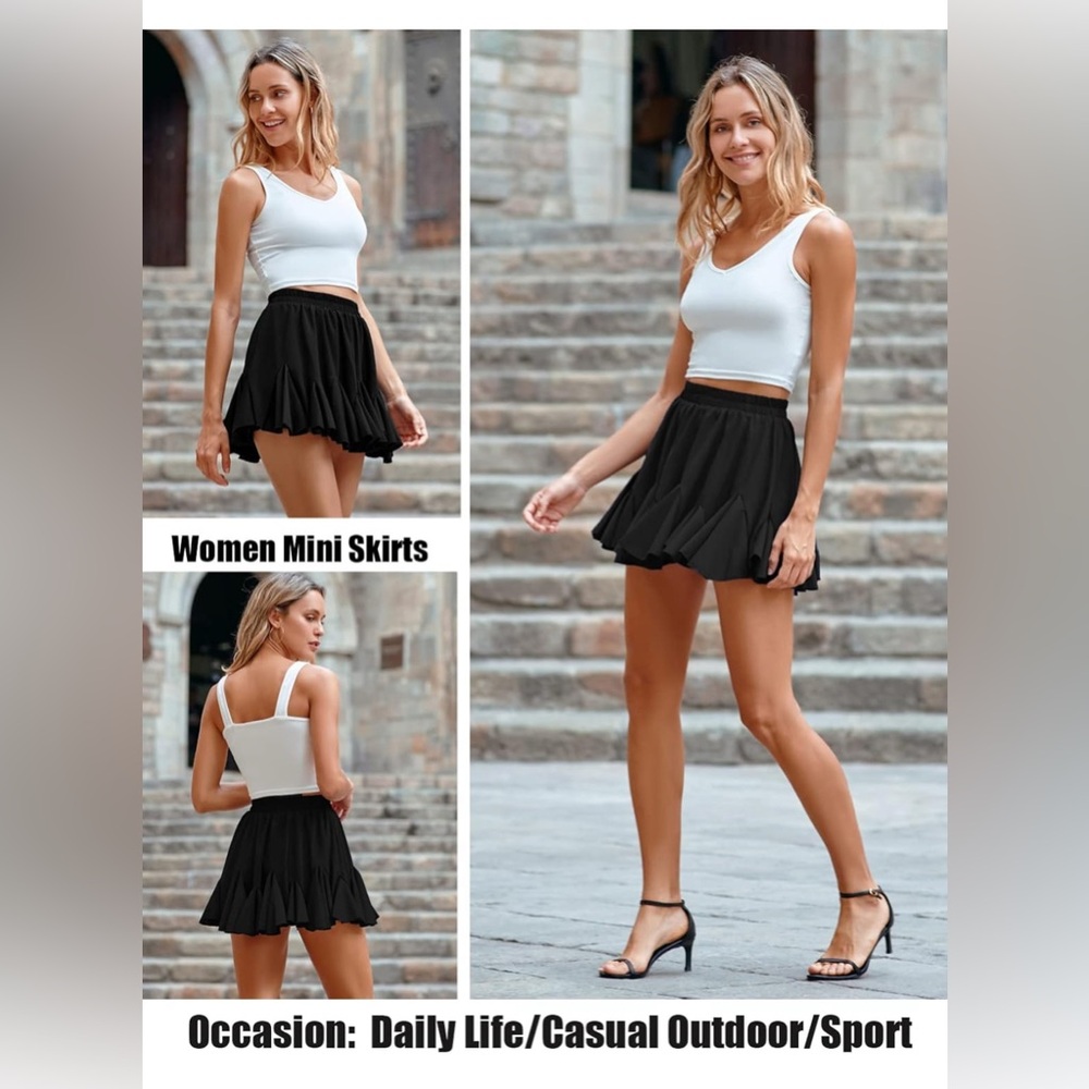 Black Ruffle Mini Skirt Large - Picture 5 of 5